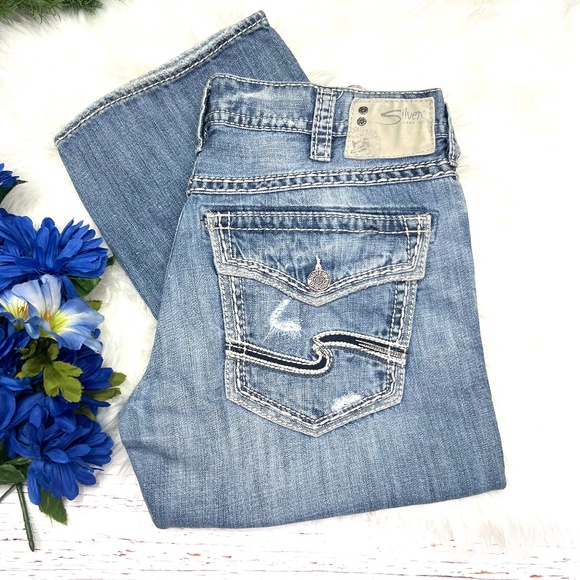 •👖|•SILVER JEANS•| Zic Flap Relaxed Fit Boot Cut Jeans 36x32👖 - Picture 1 of 12